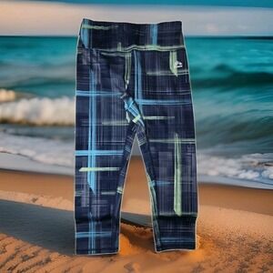 RBX Womens Leggings Cropped Thick Waistband Blue Green Gray Active Casual SZ: SM